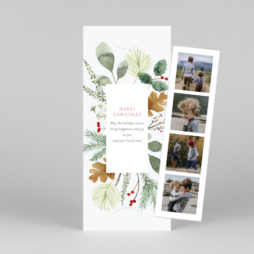 Christmas Cards Watercolour Foliage (Bookmark) White - View 1 Christmas Cards Watercolour Foliage (Bookmark) White - View 1