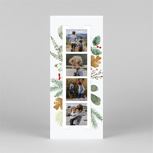 Christmas Cards Watercolour Foliage (Bookmark) White - View 2 Christmas Cards Watercolour Foliage (Bookmark) White - View 2
