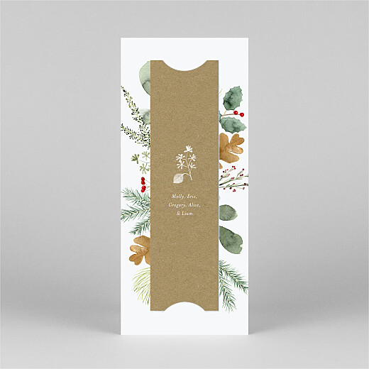 Christmas Cards Watercolour Foliage (Bookmark) White - View 3 Christmas Cards Watercolour Foliage (Bookmark) White - View 3