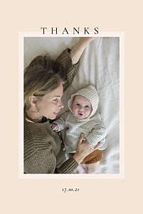 Pastel frame beige beige baby thank you cards Pastel frame beige beige baby thank you cards