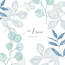 Baby Announcements Midnight Foliage Blue