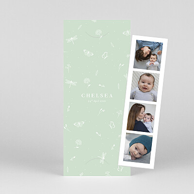 Elegant butterfly (bookmark) green baby announcements Elegant butterfly (bookmark) green baby announcements