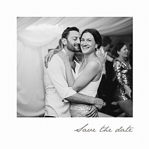 Polaroid white photo save the date cards Polaroid white photo save the date cards
