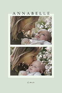 Pastel border (2 photos) green baby announcements Pastel border (2 photos) green baby announcements