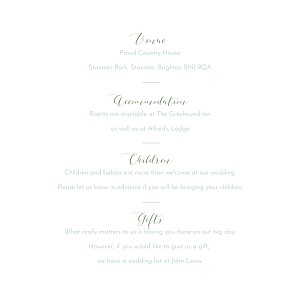 Country meadow (square) green guest information cards Country meadow (square) green guest information cards