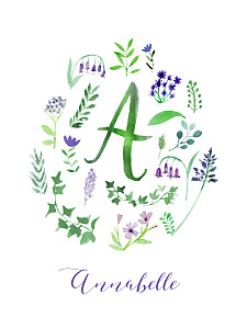 Floral alphabet white small posters Floral alphabet white small posters
