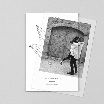 Love poems (vellum) white photo save the date cards Love poems (vellum) white photo save the date cards