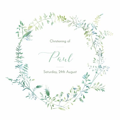 Christening Invitations Country meadow green finition