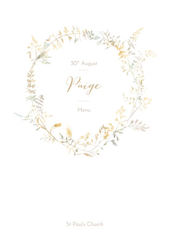 Christening Menus Country Meadow Sand - Front
