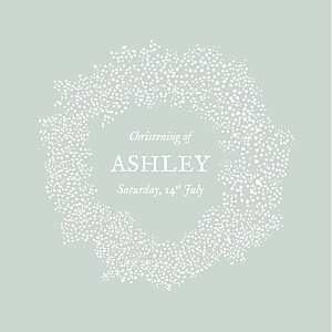 Baby's breath green photo christening invitations Baby's breath green photo christening invitations