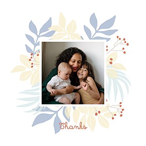 Budding border blue unique baby thank you cards Budding border blue unique baby thank you cards