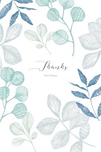 Baby Thank You Cards Midnight Foliage 4 Pages (Portrait) Blue