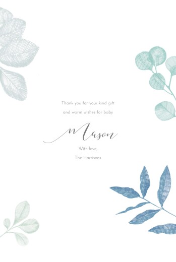Baby Thank You Cards Midnight foliage 4 pages (portrait) blue - Page 3