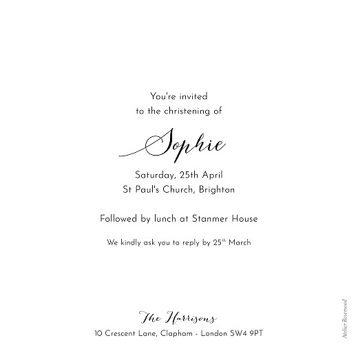 Christening Invitations Tender Moments White - Back Christening Invitations Tender Moments White - Back