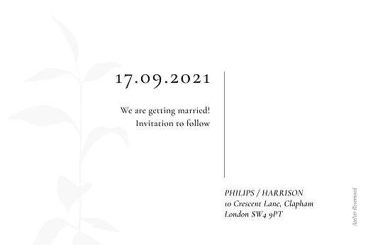 Save The Dates Ikebana White - Back Save The Dates Ikebana White - Back