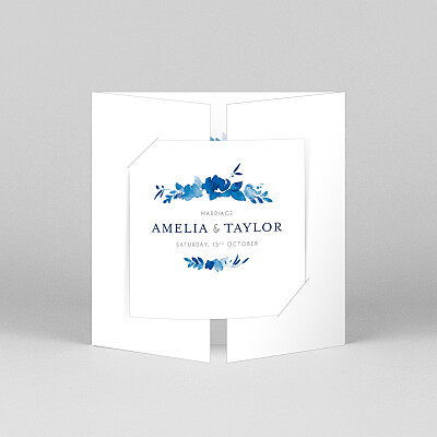 English garden gatefold blue white wedding invitations English garden gatefold blue white wedding invitations