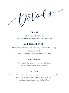 Swing (portrait) white white guest information cards Swing (portrait) white white guest information cards