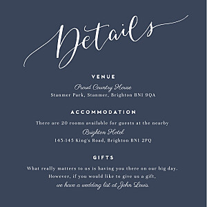 Swing navy blue guest information cards Swing navy blue guest information cards