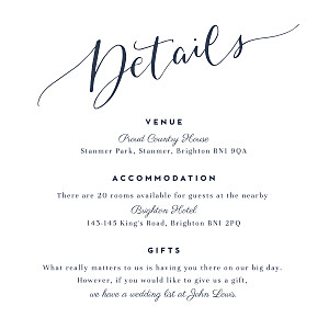 Swing white white guest information cards Swing white white guest information cards