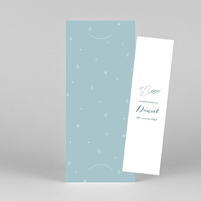 Delicate dove (bookmark) blue boys christening invitations Delicate dove (bookmark) blue boys christening invitations