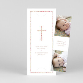 Christening Invitations Liberty Cross (Bookmark) Pink