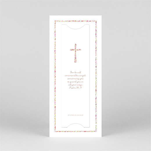 Christening Invitations Liberty cross (bookmark) pink - View 3