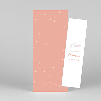 Delicate dove (bookmark) pink pink christening invitations Delicate dove (bookmark) pink pink christening invitations