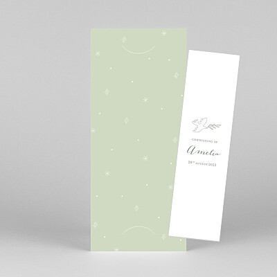 Delicate dove (bookmark) green white christening invitations Delicate dove (bookmark) green white christening invitations