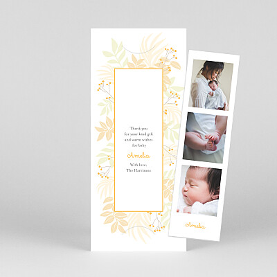 Budding border (bookmark) yellow yellow baby thank you cards Budding border (bookmark) yellow yellow baby thank you cards