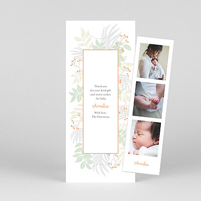 Budding border (bookmark) green green baby thank you cards Budding border (bookmark) green green baby thank you cards