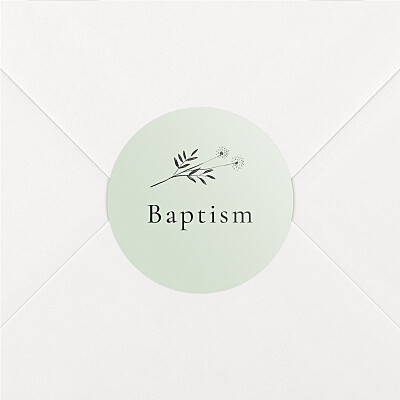 Floral minimalist green christening stickers Floral minimalist green christening stickers