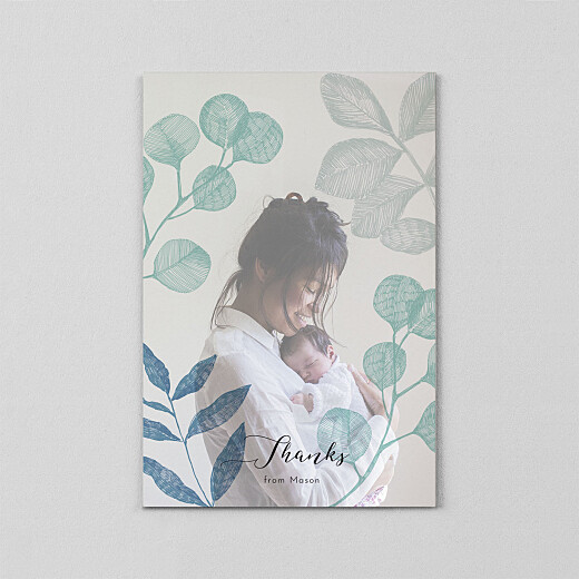 Baby Thank You Cards Midnight Foliage (Vellum) Blue - View 2 Baby Thank You Cards Midnight Foliage (Vellum) Blue - View 2