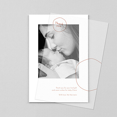Orbit (vellum) red unique baby thank you cards Orbit (vellum) red unique baby thank you cards