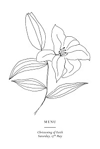 Serenity white christening menus Serenity white christening menus