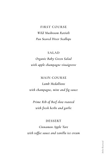 Christening Menus Serenity White - Back Christening Menus Serenity White - Back