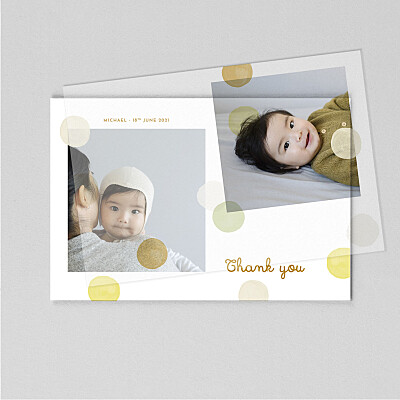 Confetti (velum) yellow unique baby thank you cards Confetti (velum) yellow unique baby thank you cards