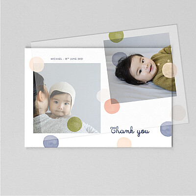 Confetti (velum) blue pink baby thank you cards Confetti (velum) blue pink baby thank you cards