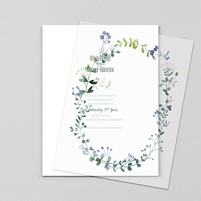 Watercolour meadow (vellum) pink modern wedding invitations Watercolour meadow (vellum) pink modern wedding invitations
