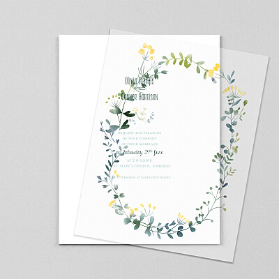 Watercolour meadow (vellum) yellow white wedding invitations Watercolour meadow (vellum) yellow white wedding invitations