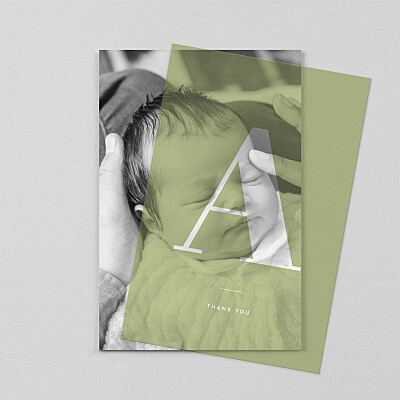 Initial (vellum) green green baby thank you cards Initial (vellum) green green baby thank you cards