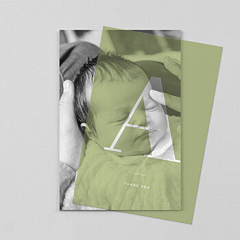 Initial (vellum) green baby thank you cards Initial (vellum) green baby thank you cards