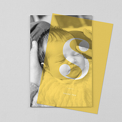 Initial (vellum) yellow yellow baby thank you cards Initial (vellum) yellow yellow baby thank you cards