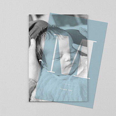 Initial (vellum) blue blue baby thank you cards Initial (vellum) blue blue baby thank you cards