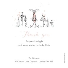 Baby Thank You Cards Family Bike Ride Pink