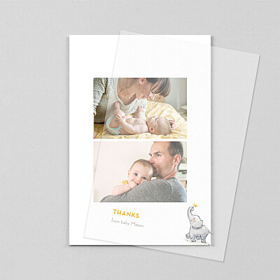 Baby elephant (vellum) yellow unique baby thank you cards Baby elephant (vellum) yellow unique baby thank you cards