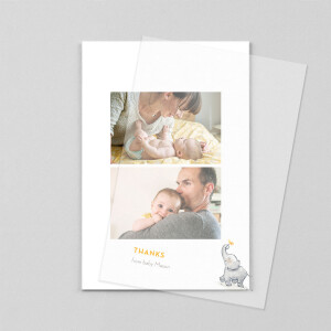 Baby Thank You Cards Baby Elephant (Vellum) Yellow