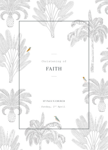 Christening Order of Service Booklets Cover Birds of Paradise Black - Page 1