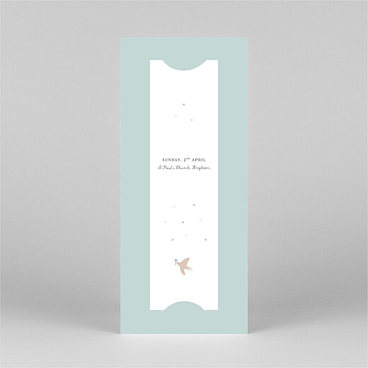 Christening Invitations Village Chapel (Bookmark) Blue - View 3 Christening Invitations Village Chapel (Bookmark) Blue - View 3