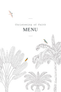 Birds of paradise black christening menus Birds of paradise black christening menus