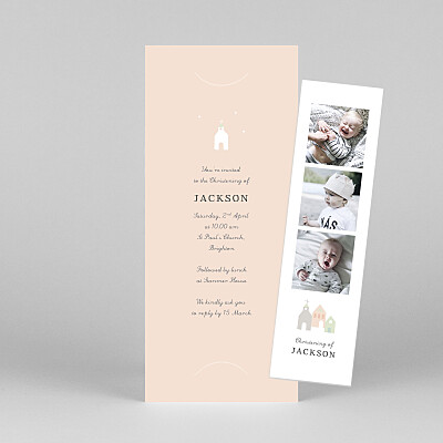 Village chapel (bookmark) pink pink christening invitations Village chapel (bookmark) pink pink christening invitations